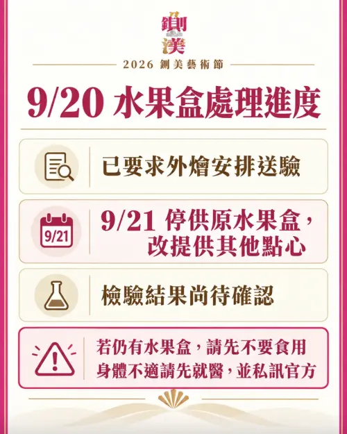 ▲多名民眾反映水果禮盒出現臭酸味，甚至有人聲稱食用後上吐下瀉就醫，主辦單位已要求外燴團隊釐清並送驗，檢驗結果尚待公布。（圖／翻攝自Threads@zhamay.team）