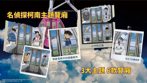 ▲幸福摩天輪推出3大主題、共6款《名偵探柯南》角色覽廂，包括柯南、怪盜基德等人氣角色。（圖／曼迪提供）