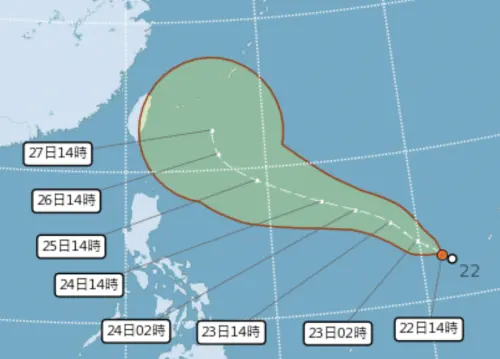 ▲舒力基颱風路徑會先往西移動，周六、周日則會移動到台灣東南方海面。（圖／中央氣象署cwa.gov.tw）