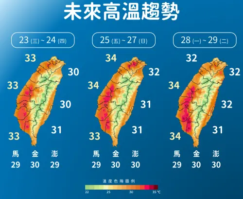 ▲未來一周日夜溫差稍大，不過整體氣溫都算舒適偏熱，中秋連假適合出遊。（圖／中央氣象署cwa.gov.tw）