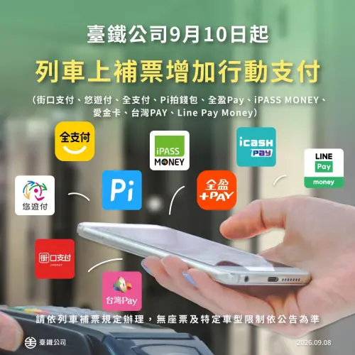 ▲自2026年9月10日起，台鐵全線列車補票正式開通「行動（條碼）支付」服務，搭車補票不用再翻找零錢。（圖／台鐵臉書）