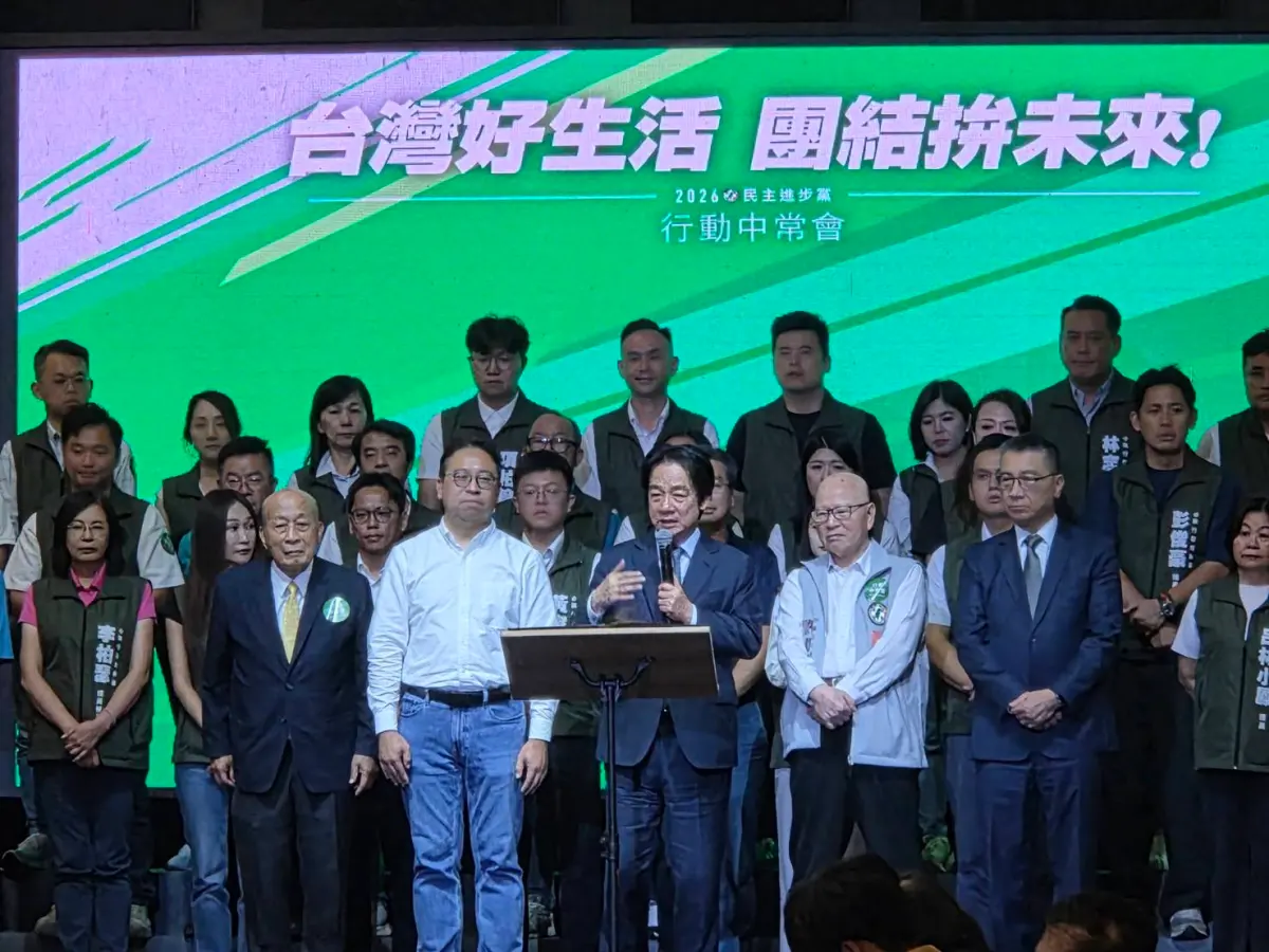 ▲民進黨下午在桃園召開中常會，賴清德替黃世杰拉票。（圖／記者陳佩君攝，2026.09.23）