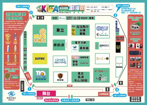 ▲2026高雄國際動漫節會場平面圖公開，東立、台灣角川、木棉花、曼迪、野獸國、Funbox等參展位置一次看。（圖／翻攝自高雄國際動漫節）