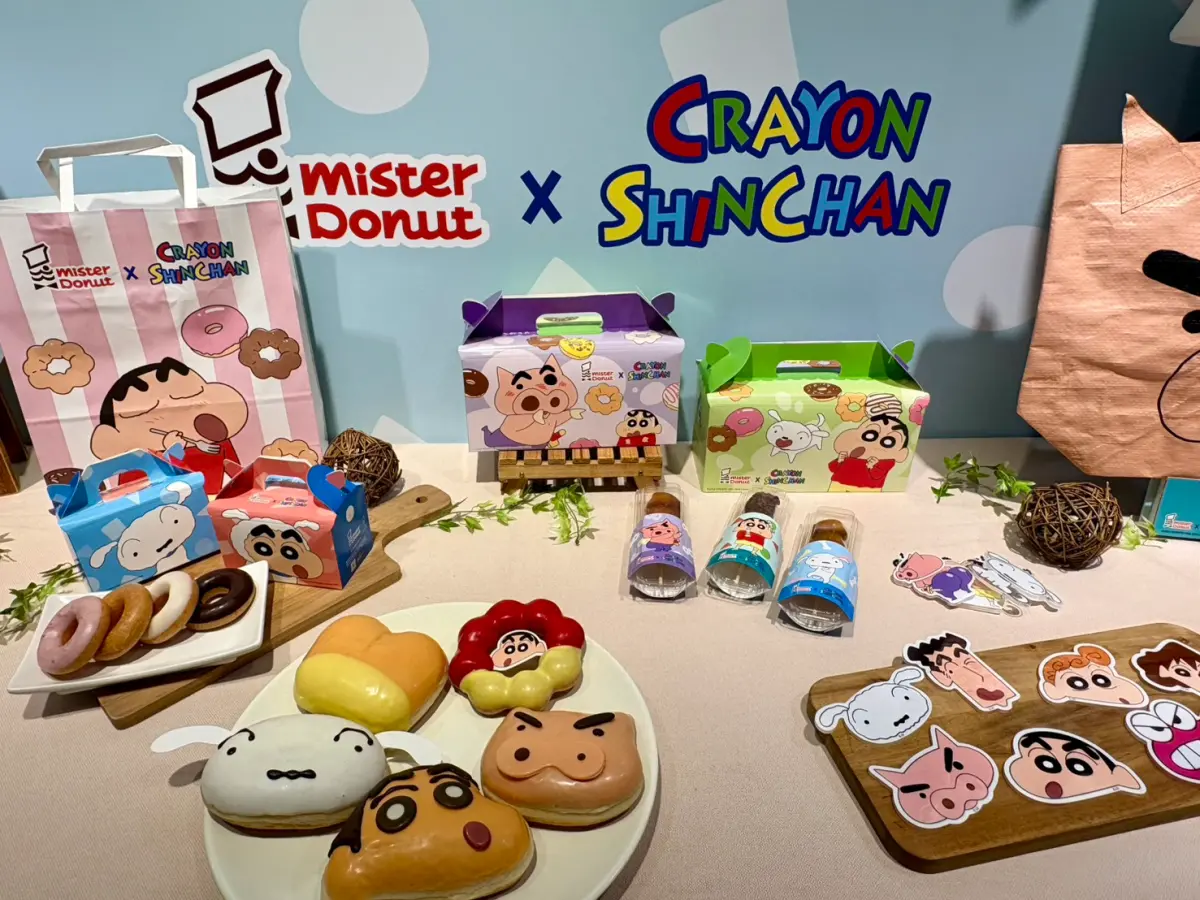 ▲Mister Donut《蠟筆小新》聯名商品一次看！五款角色甜甜圈、限定紙盒、日式糰子包裝及造型磁鐵通通登場。（圖／記者林若瑋攝）