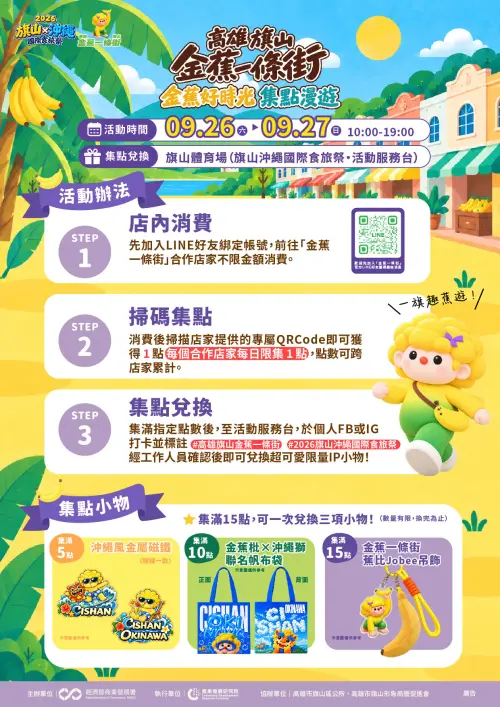 ▲「金蕉好時光・集點漫遊」串聯55家合作店家，透過數位集章及跨店消費，引導民眾走進街區、認識不同店家。（圖／翻攝畫面）