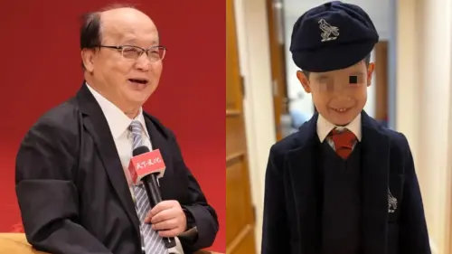 ▲胡志強（左圖）中秋節分享8歲外孫QQ上小學的照片。（圖／胡志強臉書）