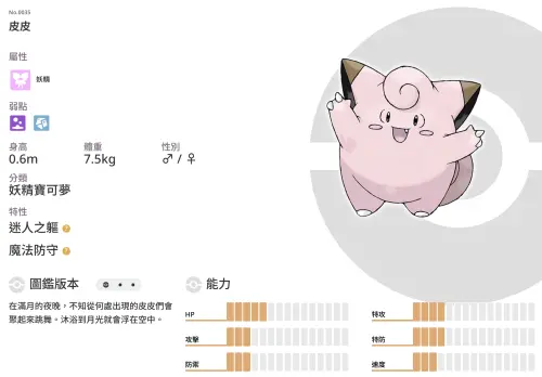 ▲皮皮會在滿月的夜晚聚集，一起跳舞。（圖／翻攝自寶可夢官網）
