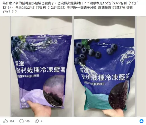 ▲好市多冷凍藍莓改賣小包裝800公克規格，不少會員認為困擾。（圖／翻攝畫面）