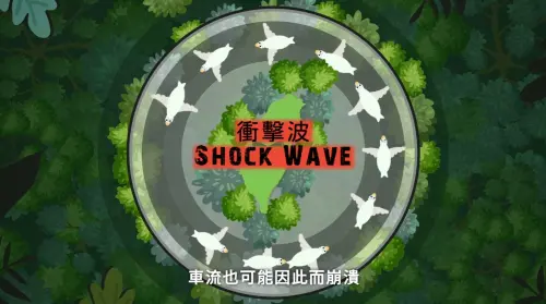 ▲交通部高速公路局解釋國道塞車原因，透露只要車子隊伍中，一旦有一輛車速度變慢，後面的車子就會一個接著一個剎車變慢，並往後方形成衝擊波，車流可能因此崩潰。（圖／交通部高速公路局YouTube）