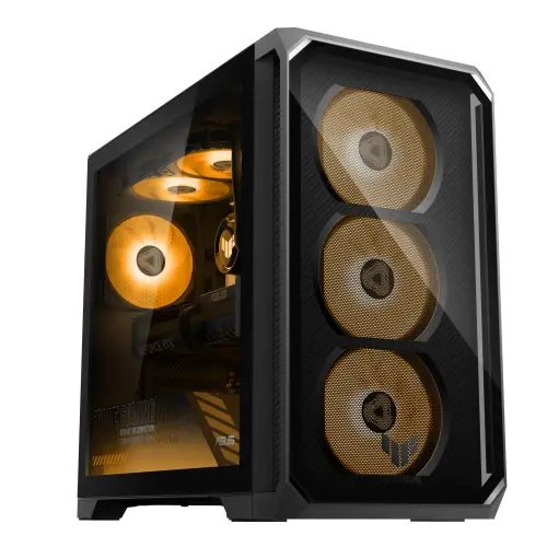 ▲TUF Gaming T700側透機身搭配橘色燈效。（圖／華碩提供）