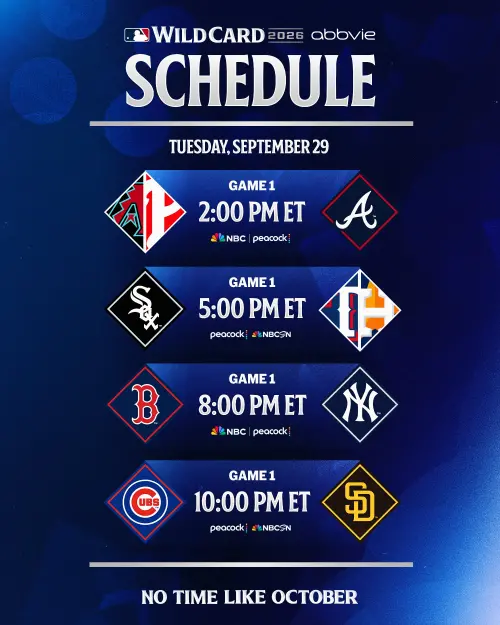 ▲MLB 9/28季後賽外卡戰賽程時間。（圖／取自MLB X）