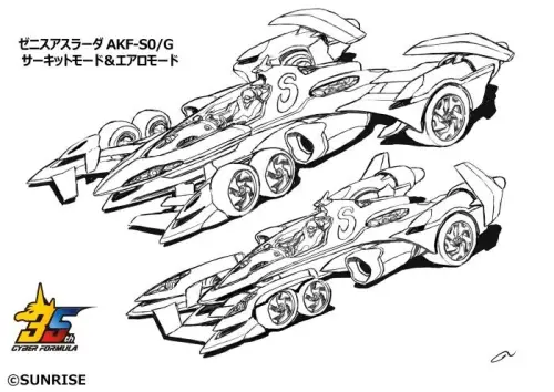 ▲《閃電霹靂車》35週年公開全新「Zenith ASURADA AKF-S0/G」機械設定圖，展示賽道模式與空氣模式。（圖／翻攝自 SUNRISE）