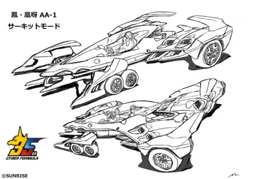 ▲《閃電霹靂車》正統續作《ASURADA》公開全新「鳳・凰呀 AA-1」機械設定圖。（圖／翻攝自 SUNRISE）