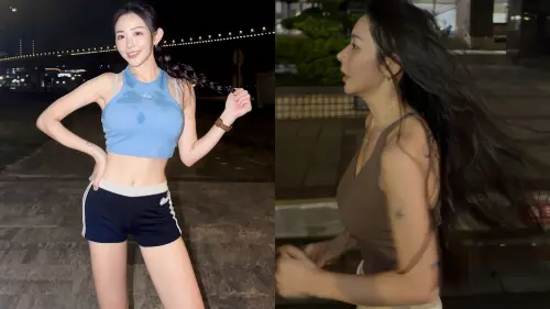 ▲梓梓穿運動小可愛搭配極短熱褲，放送鎖骨線條和穠纖合度的腰身，以及兩條勻稱、修長的白皙玉腿。（圖／梓梓 董梓甯IG@t40533）