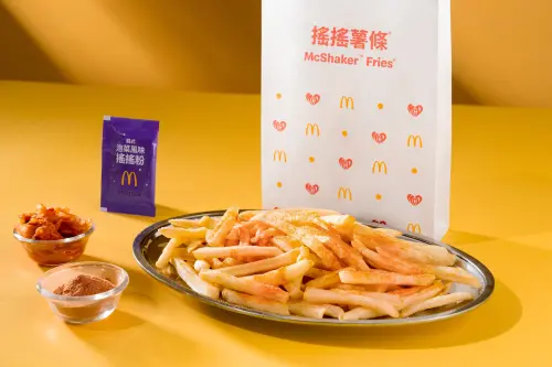 ▲台灣麥當勞同步開賣韓式泡菜風味搖搖薯條。有GD愛心及雛菊標誌的紙袋，也是粉絲搶購目標。（圖／麥當勞mcdonalds.com）