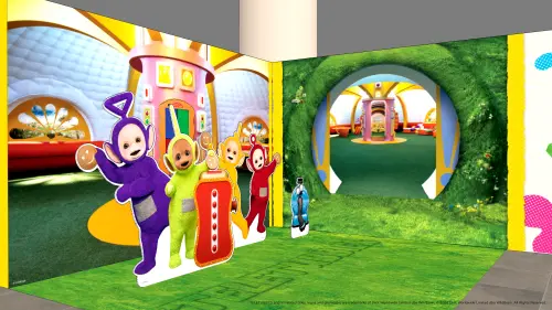 ▲快閃店重現天線寶寶經典「寶寶屋」場景，丁丁、迪西、拉拉、小波與吸塵器諾諾一起現身，成為現場六大打卡點之一。（圖／信賴互動提供）