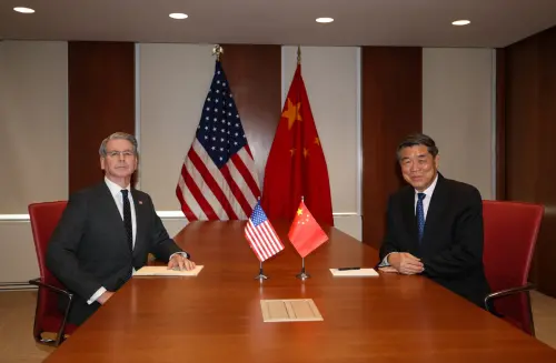US Treasury Secretary Scott Bessent and Chinese Vice Premier He Lifeng exchange ideas on economic affairs. (X, Scott Bessent)