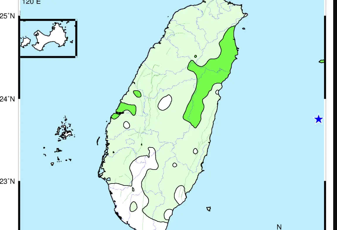 ▲中央氣象署指出，花蓮規模5.9地震震央離台灣遙遠，因此只有少部分地區感受到最大震度2級。（圖／中央氣象署cwa.gov.tw）