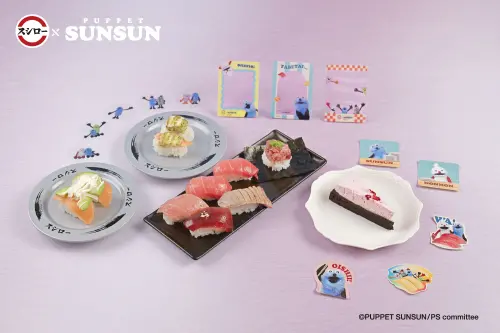 ▲10月1日起開賣4款聯名餐點，送透卡、插卡與貼紙。（圖／壽司郎sushiro.com.tw）