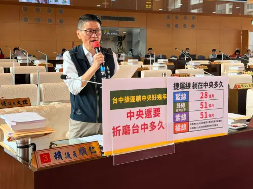 ▲議員賴順仁痛批，中央審查效率低落，導致中捷延伸段、藍線、紫線等多條路線可行性研究「一躺數年」(圖／柳榮俊攝2026.10.1)