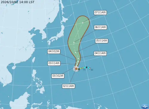 ▲彩雲颱風有機會在今晚增強為中度颱風。（圖／中央氣象署cwa.gov.tw）