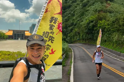 ▲蘇達背著電影旗跑步，名副其實地「跑」宣傳，為《怎麼可能我家的祖先是你家的鬼》全力衝刺。（圖／華映娛樂提供）