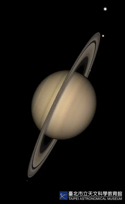▲天文望遠鏡所見土星衝示意圖。（圖／北市天文館）