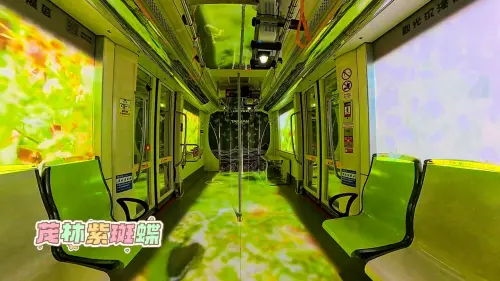 ▲「喔熊觀光號」沈浸式體驗列車紫斑蝶光影場景。（圖／高市府捷運局提供）