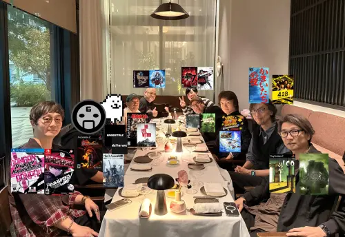 ▲這場「遊戲製作人復仇者聯盟集結」與會成員包含《槍彈辯駁》小高和剛、《尼爾》橫尾太郎、《Undertale》Toby Fox、《惡靈古堡》三上真司、《惡魔獵人》神谷英樹、《英雄不再》須田剛一、《沉默之丘》及《重力異想世界》外山圭一郎、《任天堂明星大亂鬥》櫻井政博、《428～被封鎖的澀谷～》石井二郎，以及《汪達與巨像》上田文人。（圖／Ｘ@Sora_Sakurai）