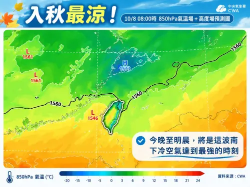今晚到明晨才是最冷時刻！林得恩：降溫非常有感　北、東部探20度