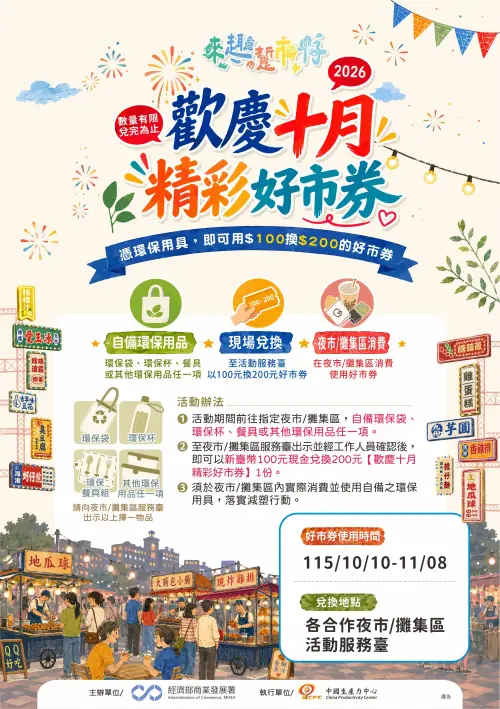 國慶連假逛夜市也能省！100元換200元好市券　兌換資格一次看