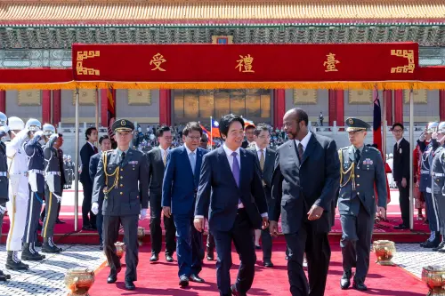 ▲賴清德主持「軍禮歡迎史瓦帝尼王國國王恩史瓦帝三世暨王妃祖瑪」。（圖／總統府提供）