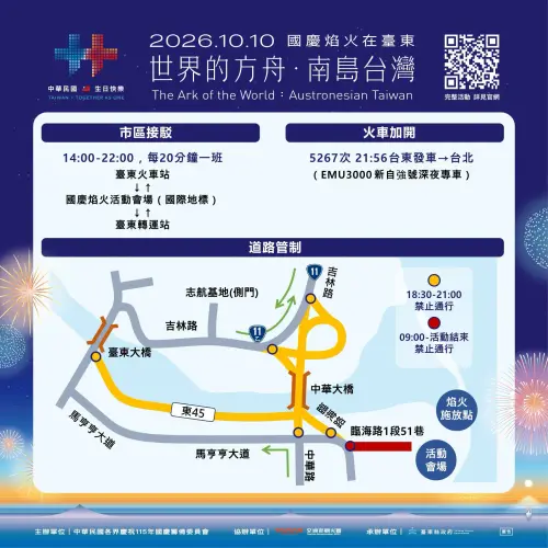 ▲「2026雙十國慶煙火在台東」交通與接駁（圖／取自饒慶鈴臉書）