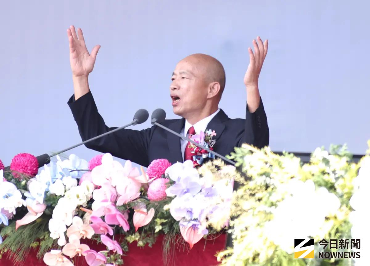▲立法院長暨慶籌會主委韓國瑜在國慶典禮上致詞批評執政黨「假民主、真獨裁」。（圖／記者朱永強攝 ,2026.10.10）