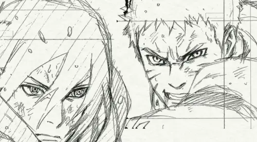 ▲官方又陸續展示多張由岸本齊史親自繪製的漫畫分鏡草稿。（圖／YT@NARUTO / BORUTO Official Channel）