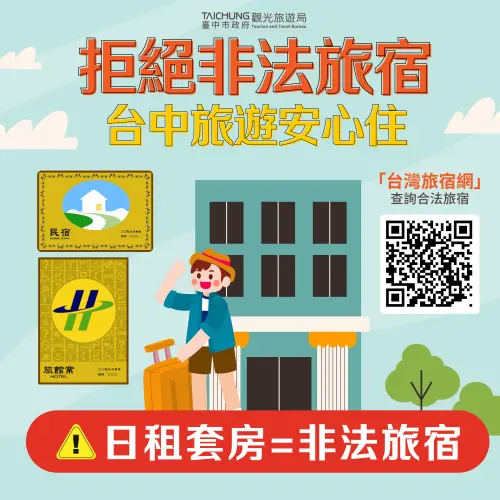 ▲現場確認是否懸掛的旅館業、民宿登記證及專用標識牌，如未懸掛切勿入住(圖／觀旅局提供)