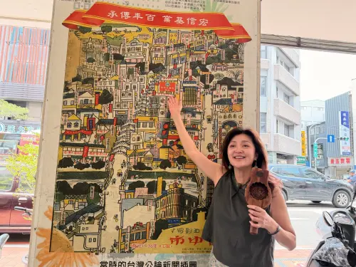 ▲台中自由路商圈主委翁羿琦化身「自由女神」，親自帶著鏡頭走訪糕餅老店、特色美食及會員店家，（圖／商圈提供）