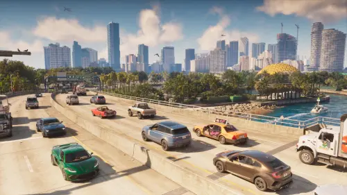 ▲《GTA 6》白天的城市高架道路。（圖／Rockstar Games 提供）