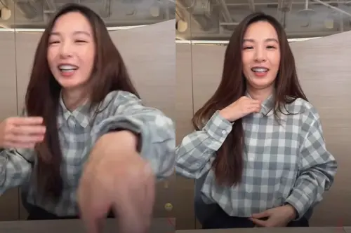 ▲田馥甄表示，自己的尺度可以脫到肚臍的地方，邊說還邊用手比劃位置。（圖／田馥甄IG＠hebe_tien_0330）