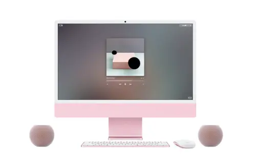 ▲HomePod mini 2新增Mac預設揚聲器功能，可搭配相容Mac播放音樂、觀看影片及進行視訊通話，提升蘋果裝置之間的整合體驗。（圖／Apple提供）