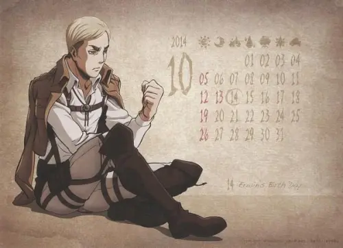 ▲《進擊的巨人》調查兵團第13任團長艾爾文·史密斯，生日為10月14日。（圖／翻攝自《進擊的巨人》生日紀念插畫）