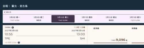 ▲實際上星宇航空搜尋，台北飛宮古島來回機票將有萬元有找的優惠價。（圖／翻攝星宇航空官網）