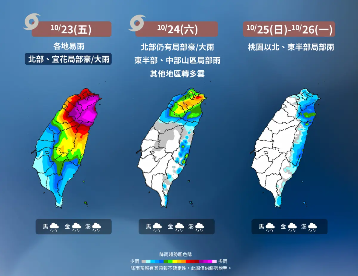 ▲薔琵颱風周五最靠近台灣，北台灣、宜蘭、花蓮要慎防豪大雨。（圖／中央氣象署cwa.gov.tw）