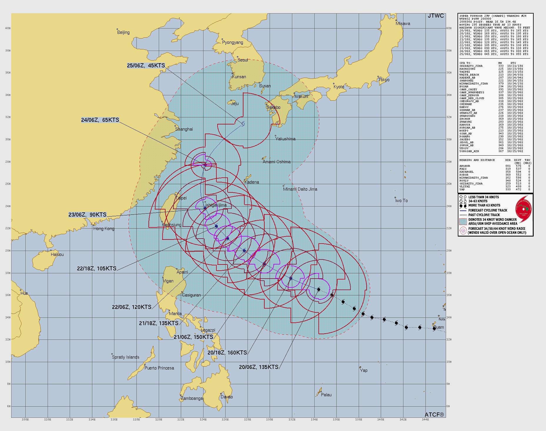 ▲美國聯合颱風警報中心給予薔琵颱風驚人的強度預測。（圖／JTWC）