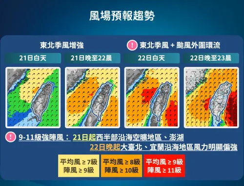▲隨著薔琵颱風接近，明天開始台灣各沿海的風浪也會逐漸加大。（圖／中央氣象署cwa.gov.tw）
