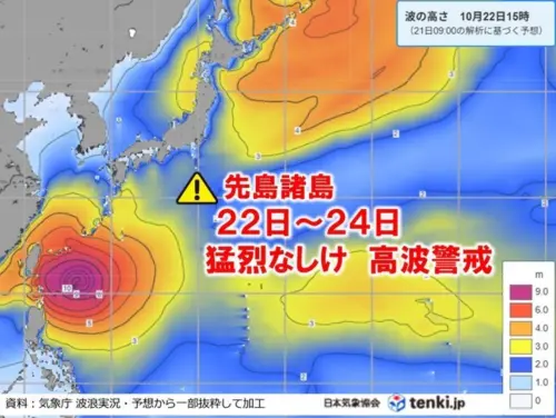 ▲瞬間風速每秒85公尺！強颱薔琵逼近石垣島（圖／截自日本氣象協會）