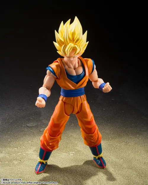 ▲《七龍珠》「S.H.Figuarts 超級賽亞人孫悟空 決戰的開幕」模型，呈現悟空變身超級賽亞人的經典姿態。（圖／萬代南夢宮提供）