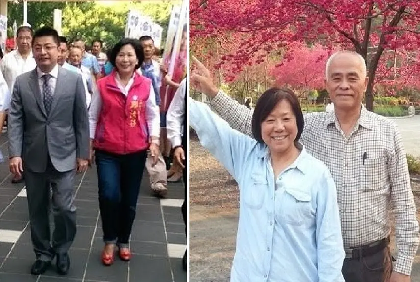 ▲下屆彰化縣議員選舉，第7選區出現選將本人身陷看守所、前立委家人當分身的特殊現象，左起為謝典霖、鄭汝芬、江熊一楓、江昭儀。（資料畫面／翻攝當事人臉書，2026.10.22）