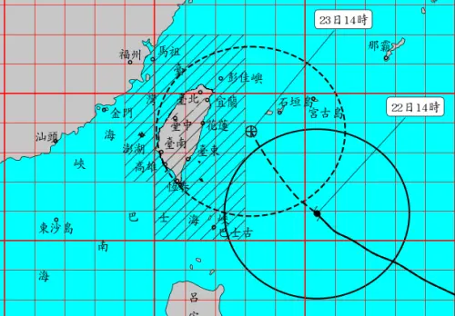 ▲薔琵颱風今天傍晚陸上警戒範圍將擴及台灣本島19縣市，無法排除登陸台灣可能。（圖／中央氣象署cwa.gov.tw）