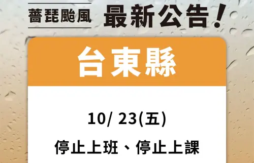 快訊／台東今晨緊急宣布停班停課！薔琵颱風逼近　停班課決策轉彎